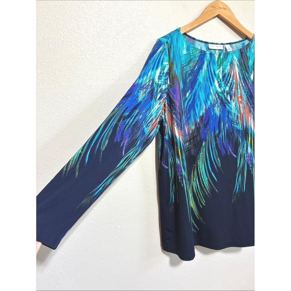 Susan Graver Liquid Knit Size XL Abstract Artsy Tunic Top Office Career Travel - Picture 3 of 7